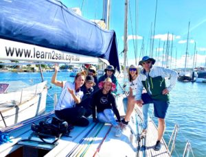 People on sailing boat